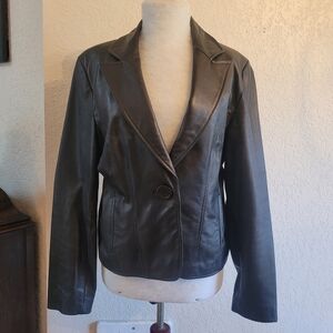 Women's Black Leather Blazer